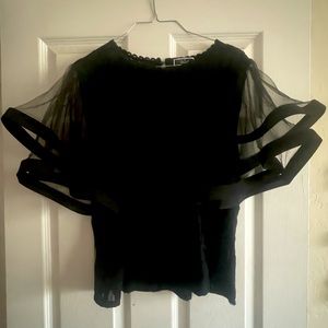 unique black top with puff sleeves
